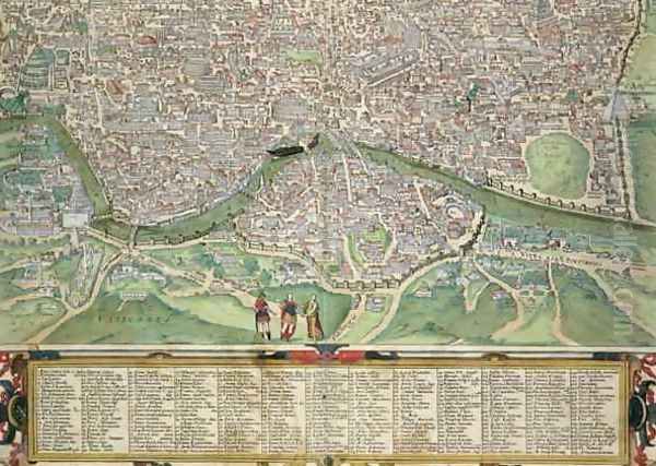 Map of Rome from Civitates Orbis Terrarum Oil Painting by Joris Hoefnagel