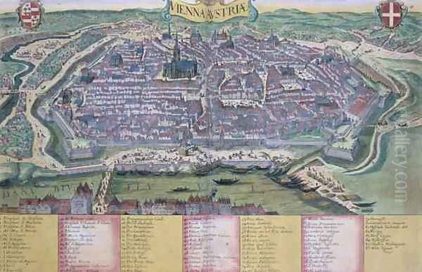 Map of Vienna from Civitates Orbis Terrarum Oil Painting by Joris Hoefnagel