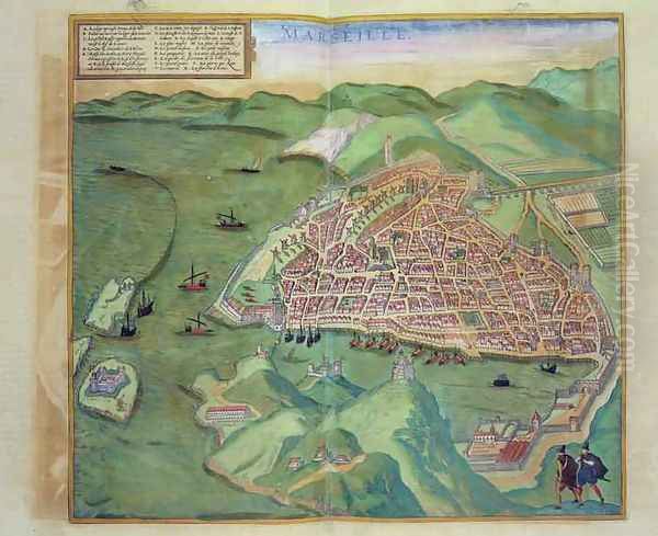 Map of Marseilles from Civitates Orbis Terrarum Oil Painting by Joris Hoefnagel