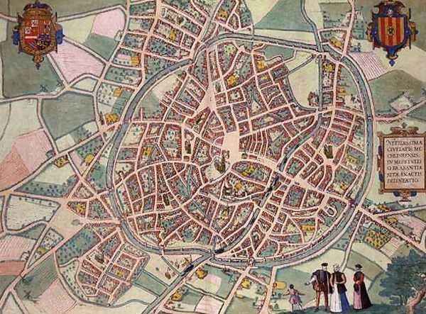 Map of Mechelen from Civitates Orbis Terrarum Oil Painting by Joris Hoefnagel