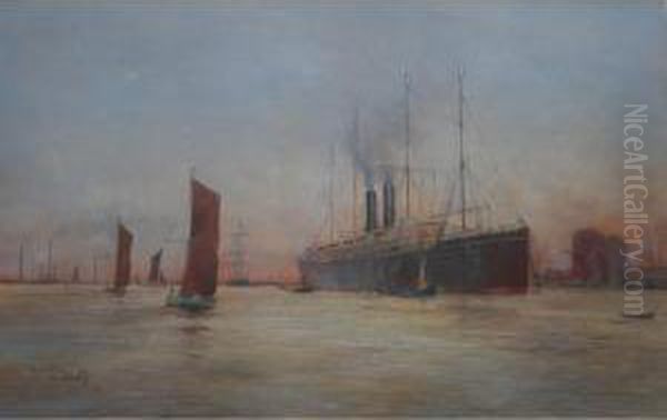 The Ill-fated Oceana At Tilbury Oil Painting by William Minshall Birchall