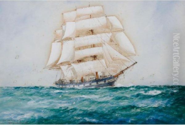 An Old Time Clipper Oil Painting by William Minshall Birchall