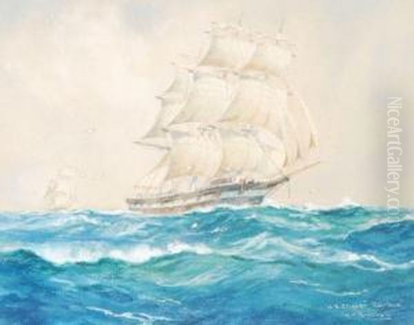 U.s. Clipper 'rainbow' Oil Painting by William Minshall Birchall