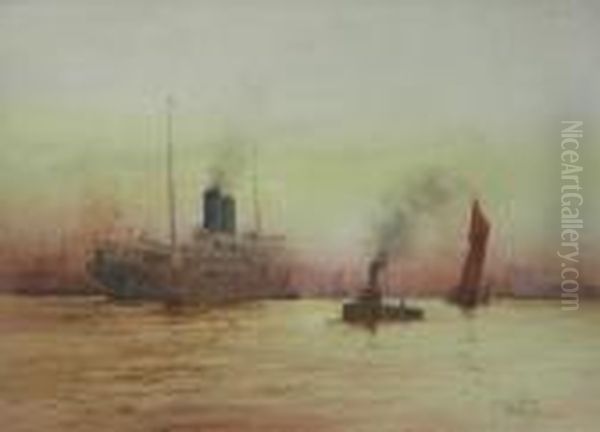 The Arrival, Off Tilbury Oil Painting by William Minshall Birchall