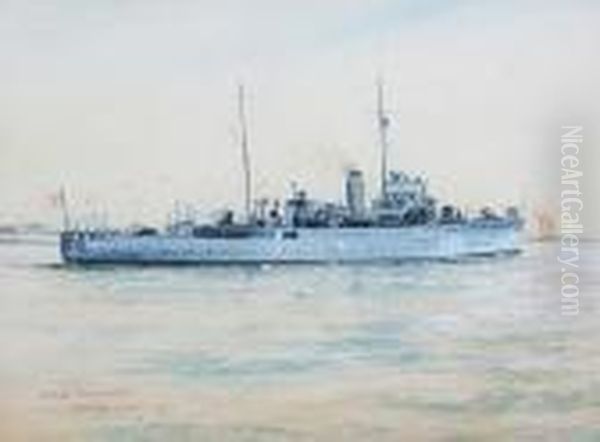 H.m.s. Rochester Oil Painting by William Minshall Birchall