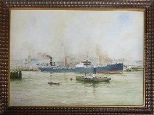 The Merchant Steamer British Governor Passing North Shields Oil Painting by William Minshall Birchall