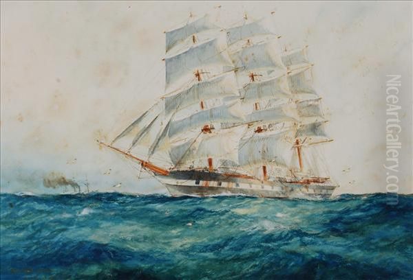 Sail Andsteam Oil Painting by William Minshall Birchall