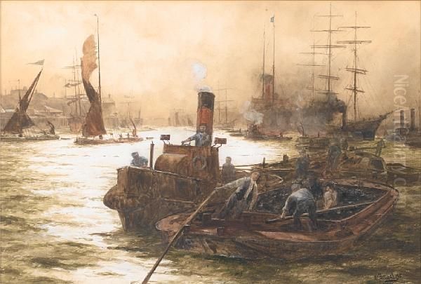 The Busy River Oil Painting by William Minshall Birchall