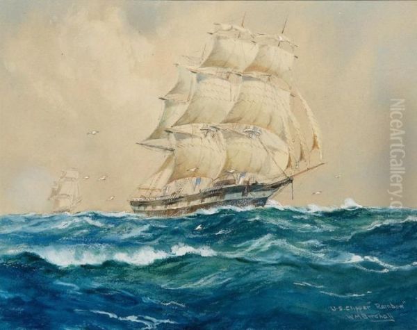 U.s. Clipper Rainbow Oil Painting by William Minshall Birchall