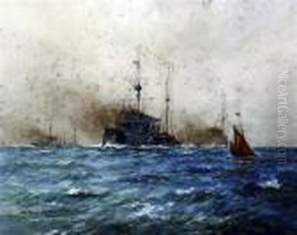 The King's Fighting Ships Oil Painting by William Minshall Birchall