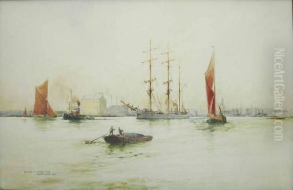 The Thames At Limehouse Reach Oil Painting by William Minshall Birchall