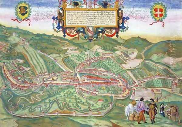 Map of Serravalle from Civitates Orbis Terrarum Oil Painting by Joris Hoefnagel