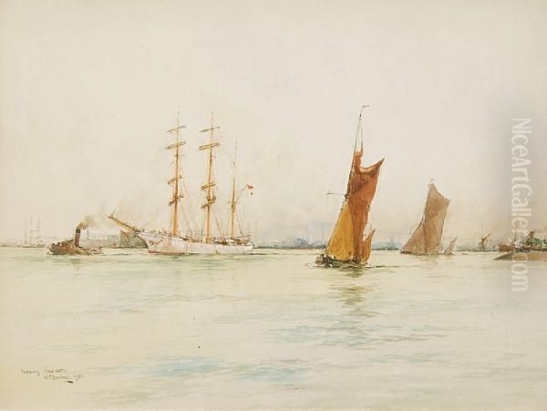 Below Greenwich Oil Painting by William Minshall Birchall