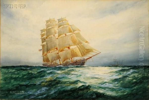 An American Clipper Oil Painting by William Minshall Birchall