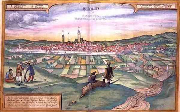 Map of St Polten from Civitates Orbis Terrarum Oil Painting by Joris Hoefnagel