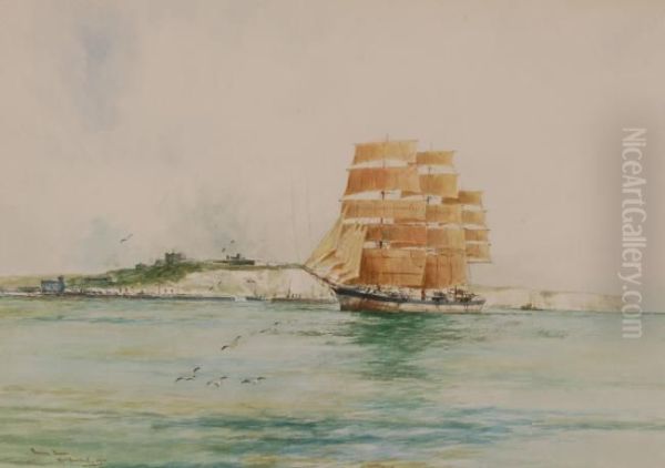 Tall Ship Passing Dover Oil Painting by William Minshall Birchall