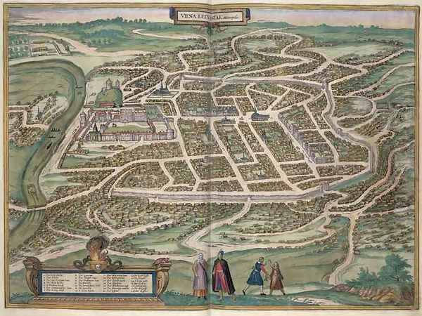 Map of Vilnius Lithuania from Civitates Orbis Terrarum Oil Painting by Joris Hoefnagel