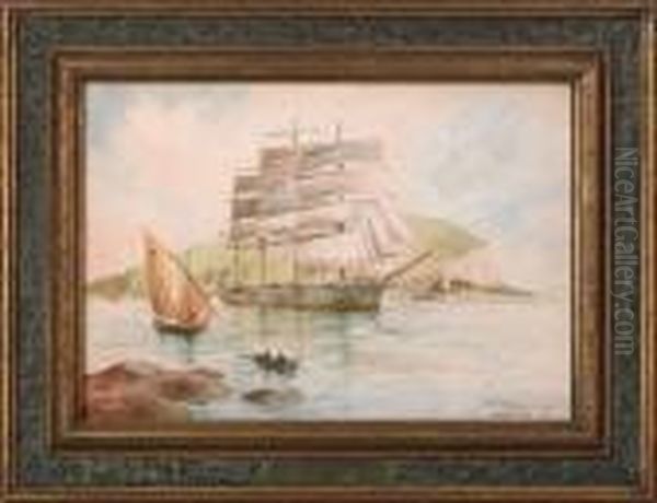 Harbor Scene Oil Painting by William Minshall Birchall