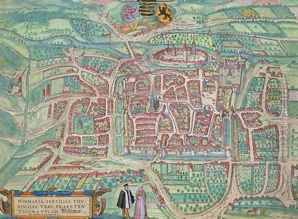 Map of Weimar from Civitates Orbis Terrarum Oil Painting by Joris Hoefnagel