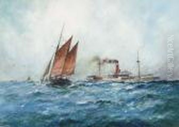 Channel Shipping; And Incoming Voyagers (illustrated) Oil Painting by William Minshall Birchall