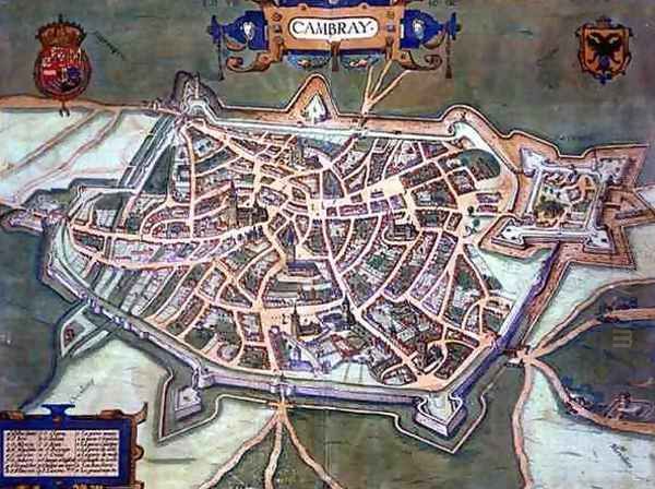 Map of Cambrai from Civitates Orbis Terrarum Oil Painting by Joris Hoefnagel