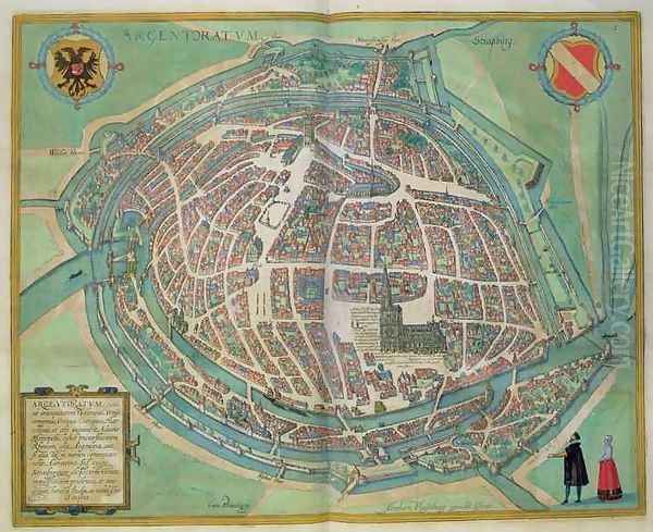 Map of Strasbourg from Civitates Orbis Terrarum Oil Painting by Joris Hoefnagel