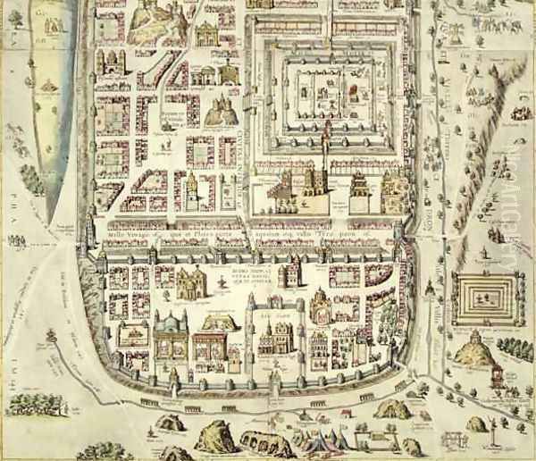 Map of Jerusalem and the surrounding area from Civitates Orbis Terrarum Oil Painting by Joris Hoefnagel