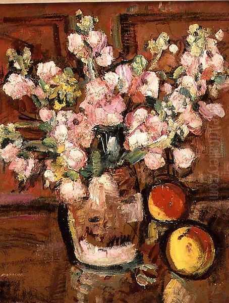 A Still Life of Fruit and Flowers 2 Oil Painting by George Leslie Hunter