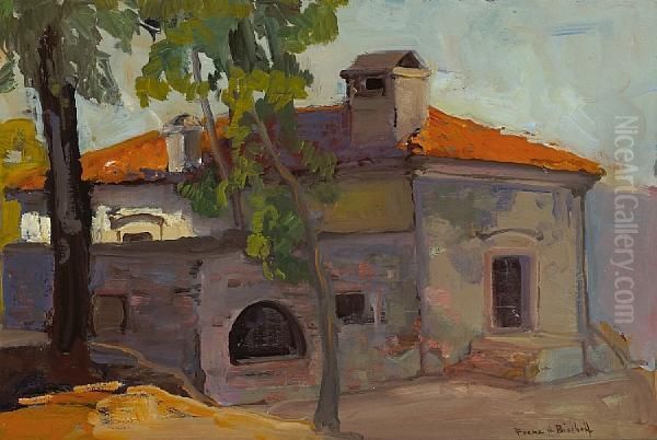 House With Orange Roof Oil Painting by Franz Bischoff