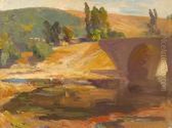 Arroyo Seco With Figures Oil Painting by Franz Bischoff