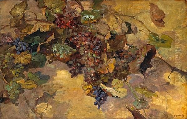 Grapes Oil Painting by Franz Bischoff