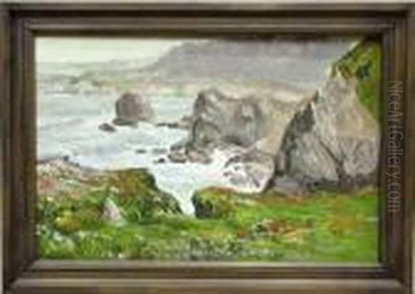 Carmel Highlands With Poppies Oil Painting by Franz Bischoff