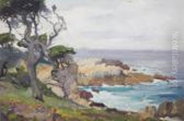 Rocky Cove Oil Painting by Franz Bischoff