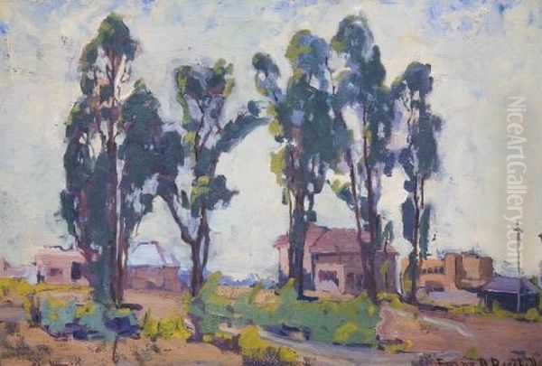 Houses In A Landscape Oil Painting by Franz Bischoff