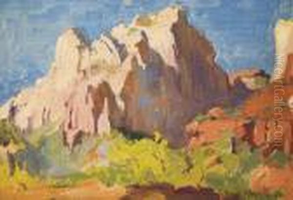 Desert Cliffs Oil Painting by Franz Bischoff