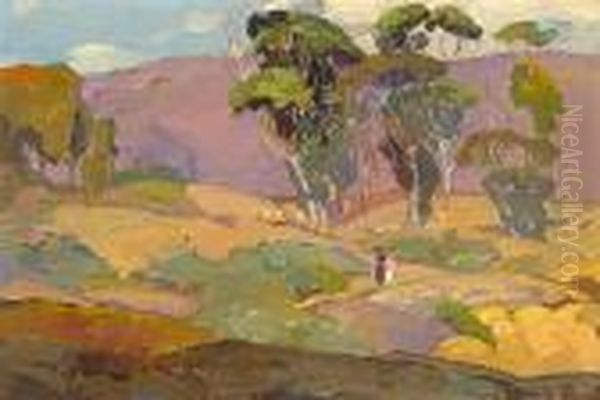 A Walk Through A Eucalyptus Grove Oil Painting by Franz Bischoff