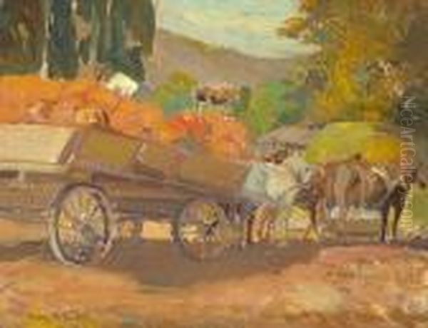 Delivering Pumpkins Oil Painting by Franz Bischoff