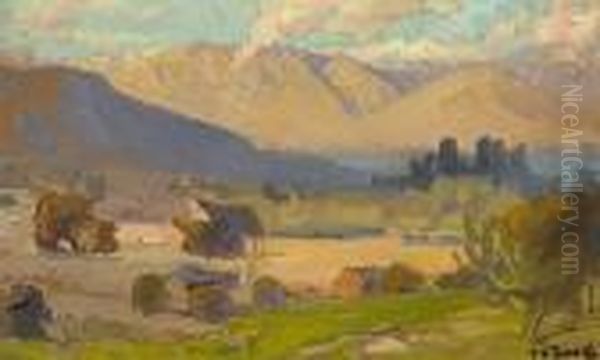 Summer Landscape, Thought To Be San Gabriel Valley Oil Painting by Franz Bischoff