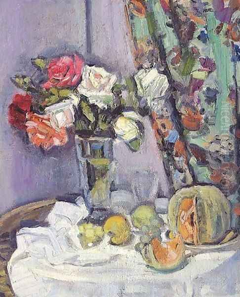 Still life with flowers Oil Painting by George Leslie Hunter