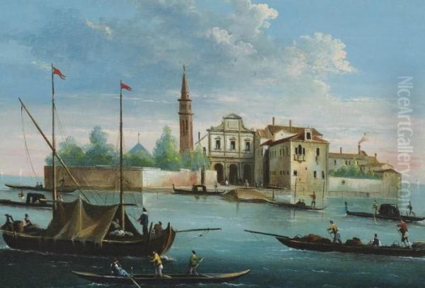 The Island Of San Michele, Venice Oil Painting by Giuseppe Bernardino Bison