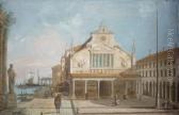 Veduta Immaginaria Di San Giacomo A Rialto, Venezia Oil Painting by Giuseppe Bernardino Bison