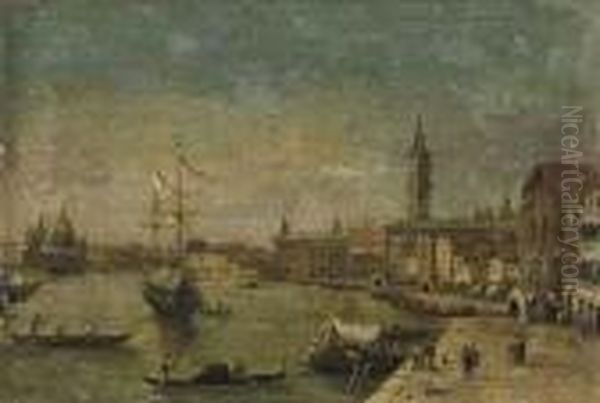 The Riva Degli Schiavoni, Venice, Looking West Oil Painting by Giuseppe Bernardino Bison