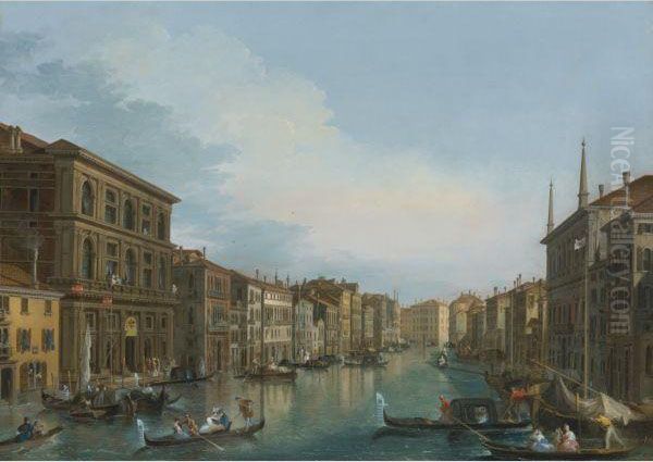 View Of The Grand Canal From The Palazzo Grimani Oil Painting by Giuseppe Bernardino Bison