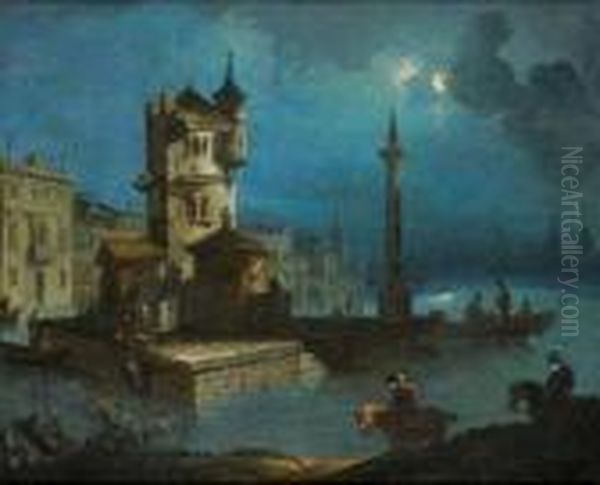 Capriccio Notturno Oil Painting by Giuseppe Bernardino Bison