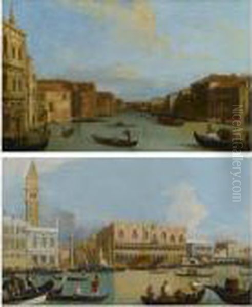 Veduta Del Canal Grande Visto Da Palazzo Balbi Oil Painting by Giuseppe Bernardino Bison