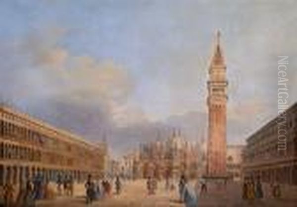 Veduta Della Piazza San Marco Oil Painting by Giuseppe Bernardino Bison