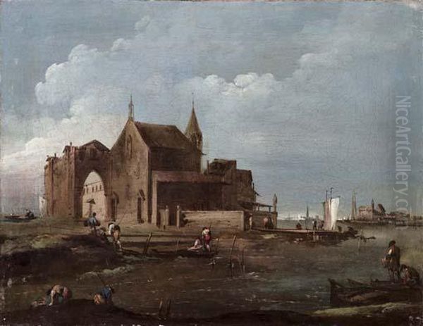 Capriccio Lagunare Oil Painting by Giuseppe Bernardino Bison