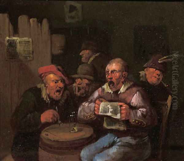 Boors singing in a tavern Oil Painting by Egbert van, the Younger Heemskerck