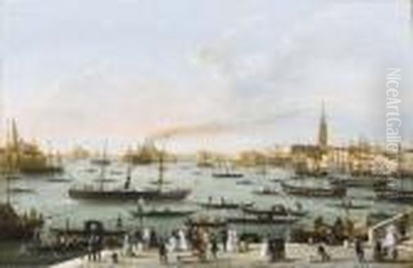 Veduta Del Bacino Grande Di San 
Marco Verso Ovest, Con Le Chiese Del Redentore, Di San Giorgio Maggiore E
 Della Salute, E Palazzo Ducale Oil Painting by Giuseppe Bernardino Bison