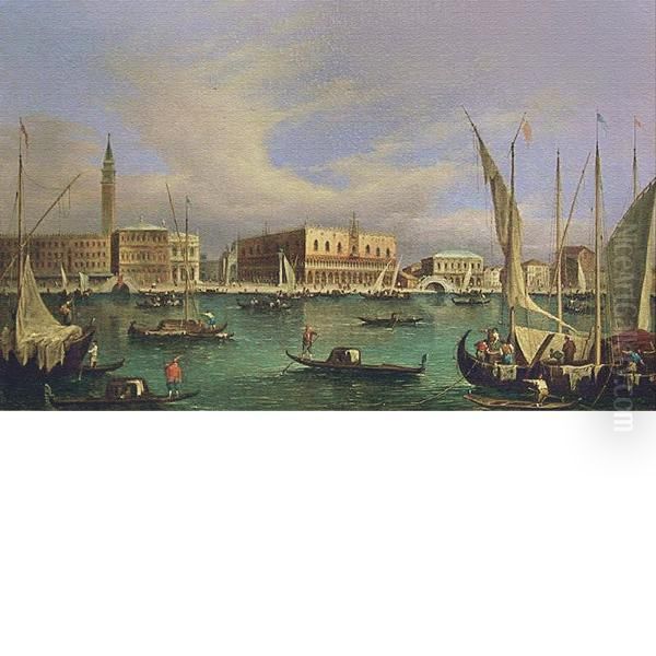 Il Molo Dal Bacino San Marco Oil Painting by Giuseppe Bernardino Bison